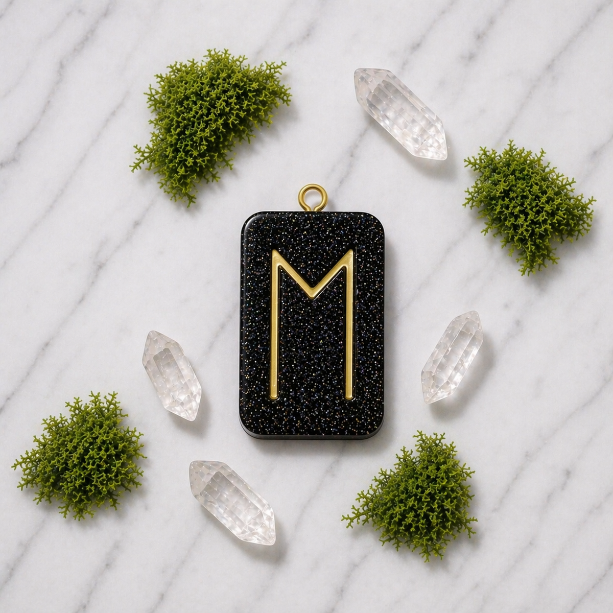 Eihwaz rune handmade resin pendant, product view 4