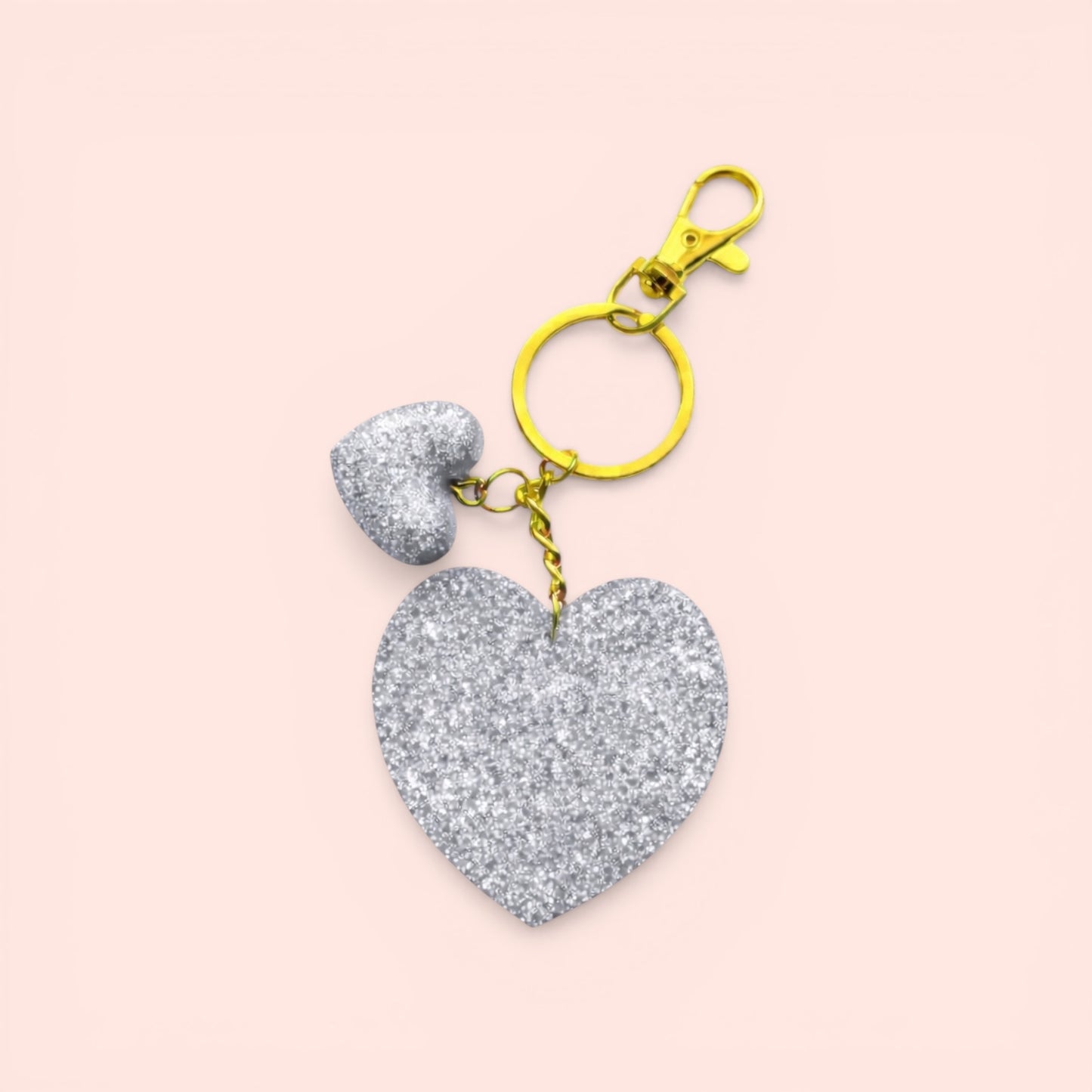 Çift Kalpli El Yapımı Epoksi Anahtarlık