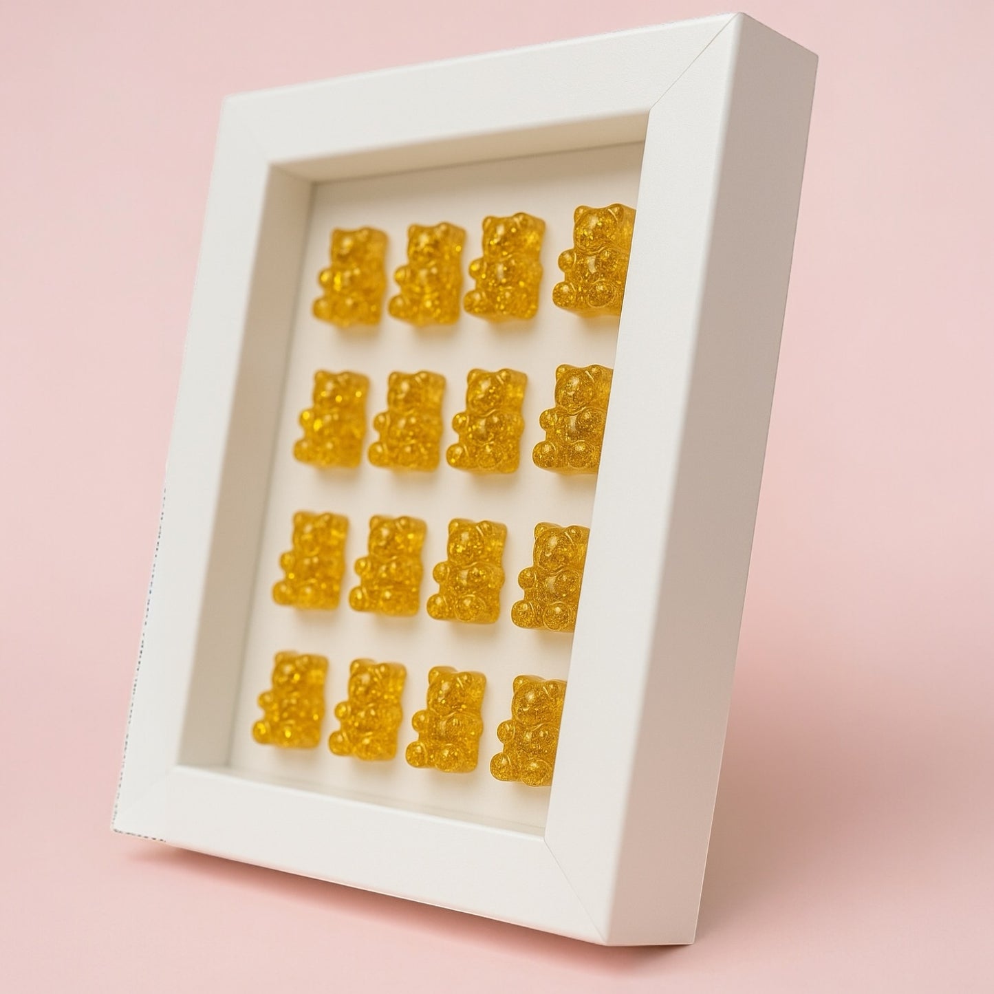 Reçine Altın Simli Ayıcık Duvar Dekoru - El Yapımı 10x15 cm