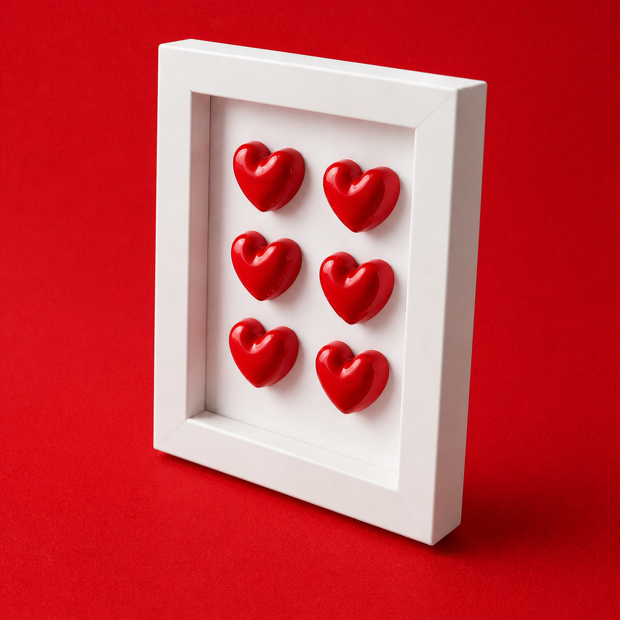 Kırmızı Reçine El Yapımı Kalpler Modern Ev Dekoru - 10x15 cm
