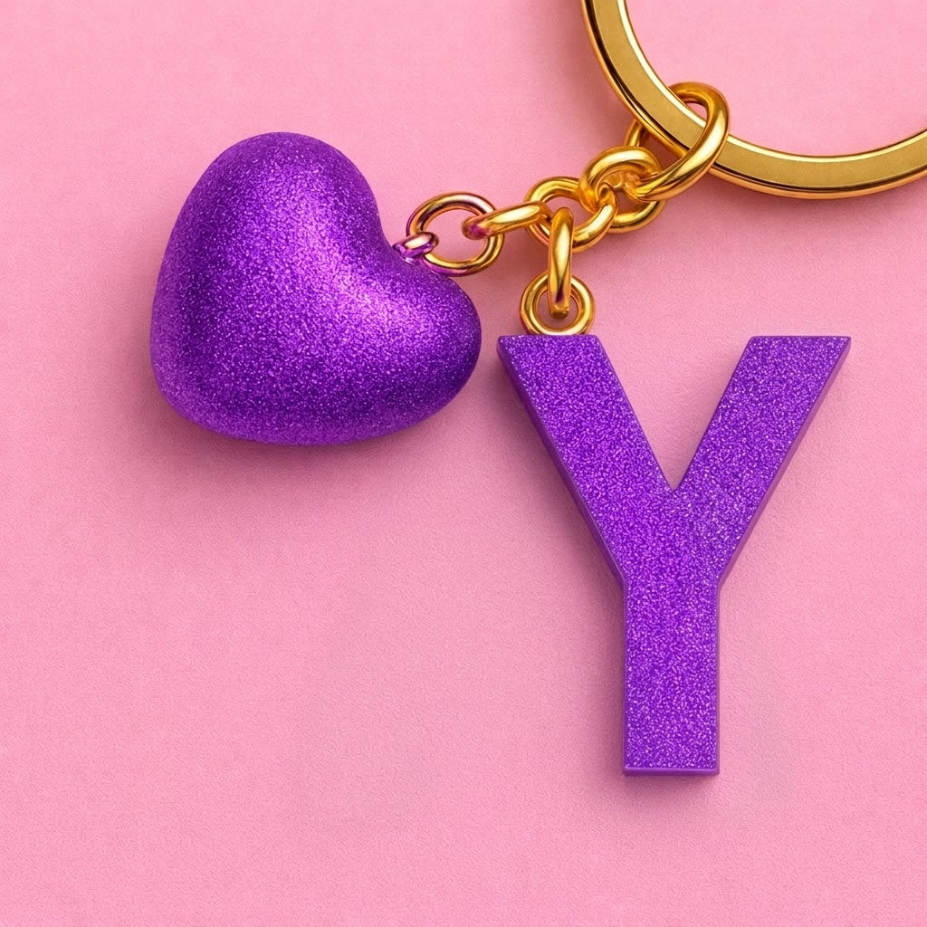 Y letter handmade resin heart keychain, product view 7