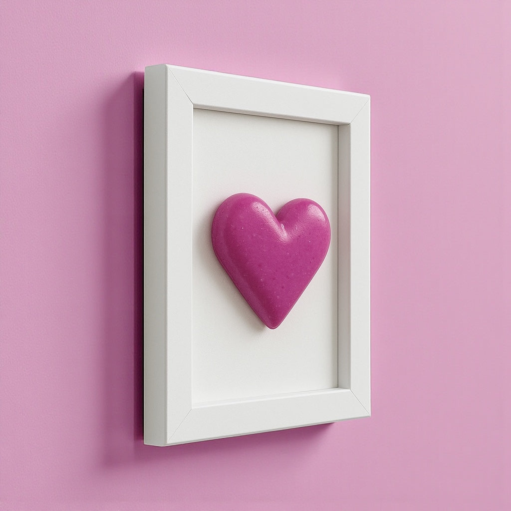 El Yapımı Pembe Kalp Çerçeve  | 10x15 El Yapımı Duvar Dekoru