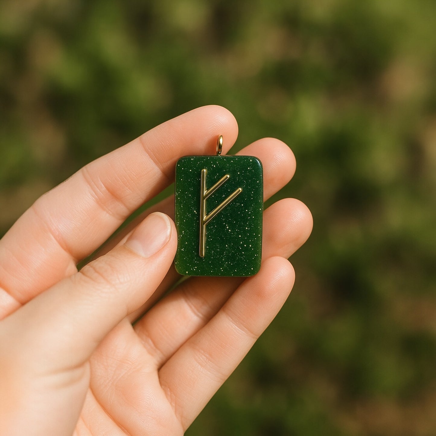 Fehu Rune Kolye Ucu - Zenginlik ve Şans Tılsımı - Viking Kolye