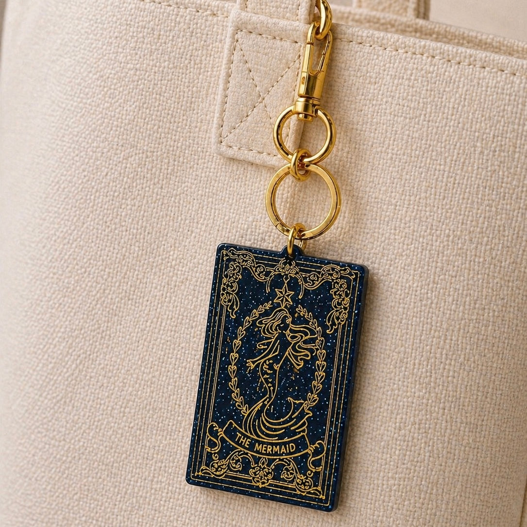 Tarot Deniz Kıızı: El Yapımı Reçine Tarot Kartı Anahtarlık