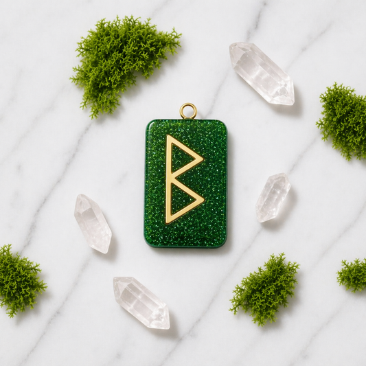 Berkano Rune El Yapımı Reçine Kolye Ucu