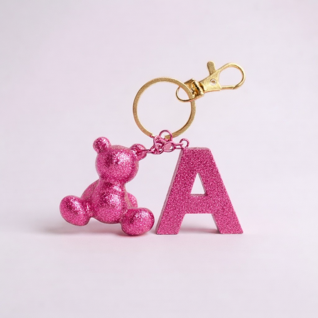 A Harfi El yapımı Reçine Ayıcık Anahtarlık