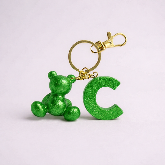 C Harfi Reçine Ayıcık Anahtarlık