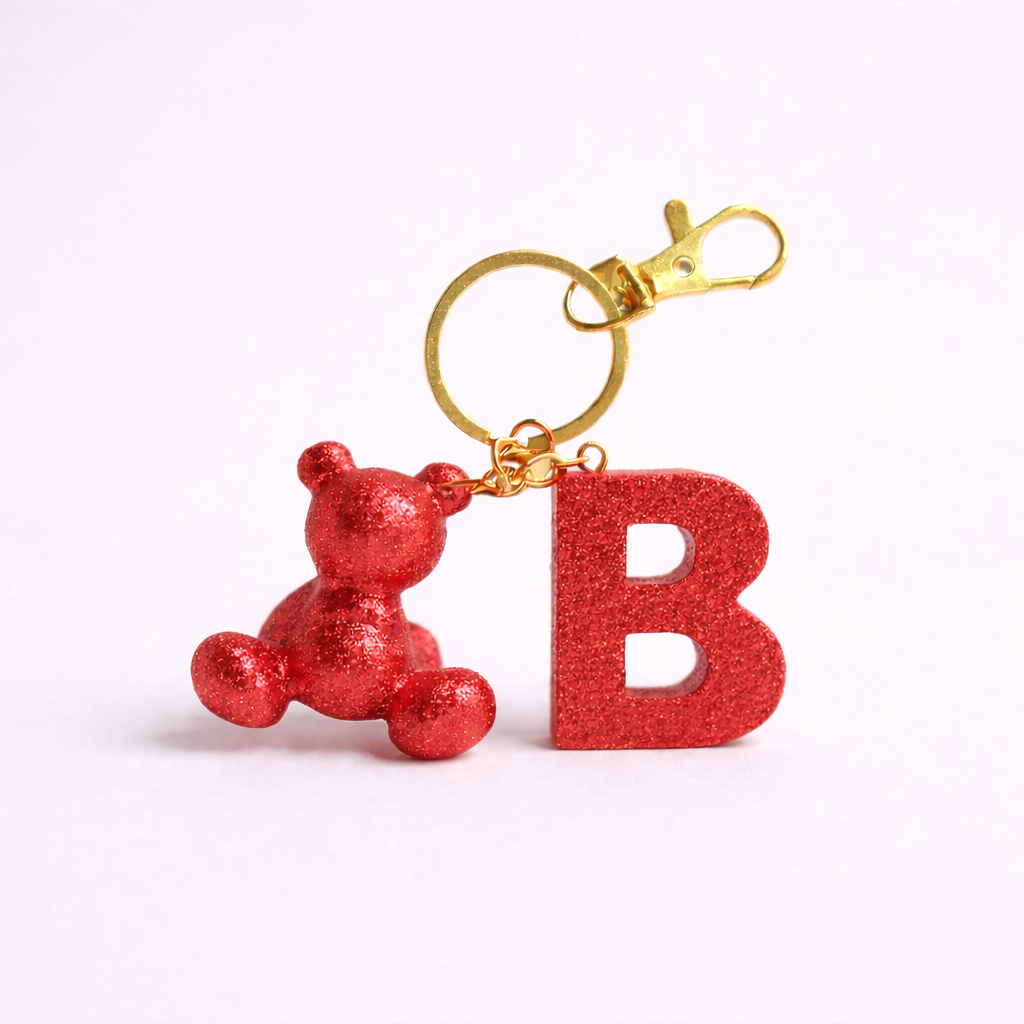 B Harfi Reçine Ayıcık Anahtarlık