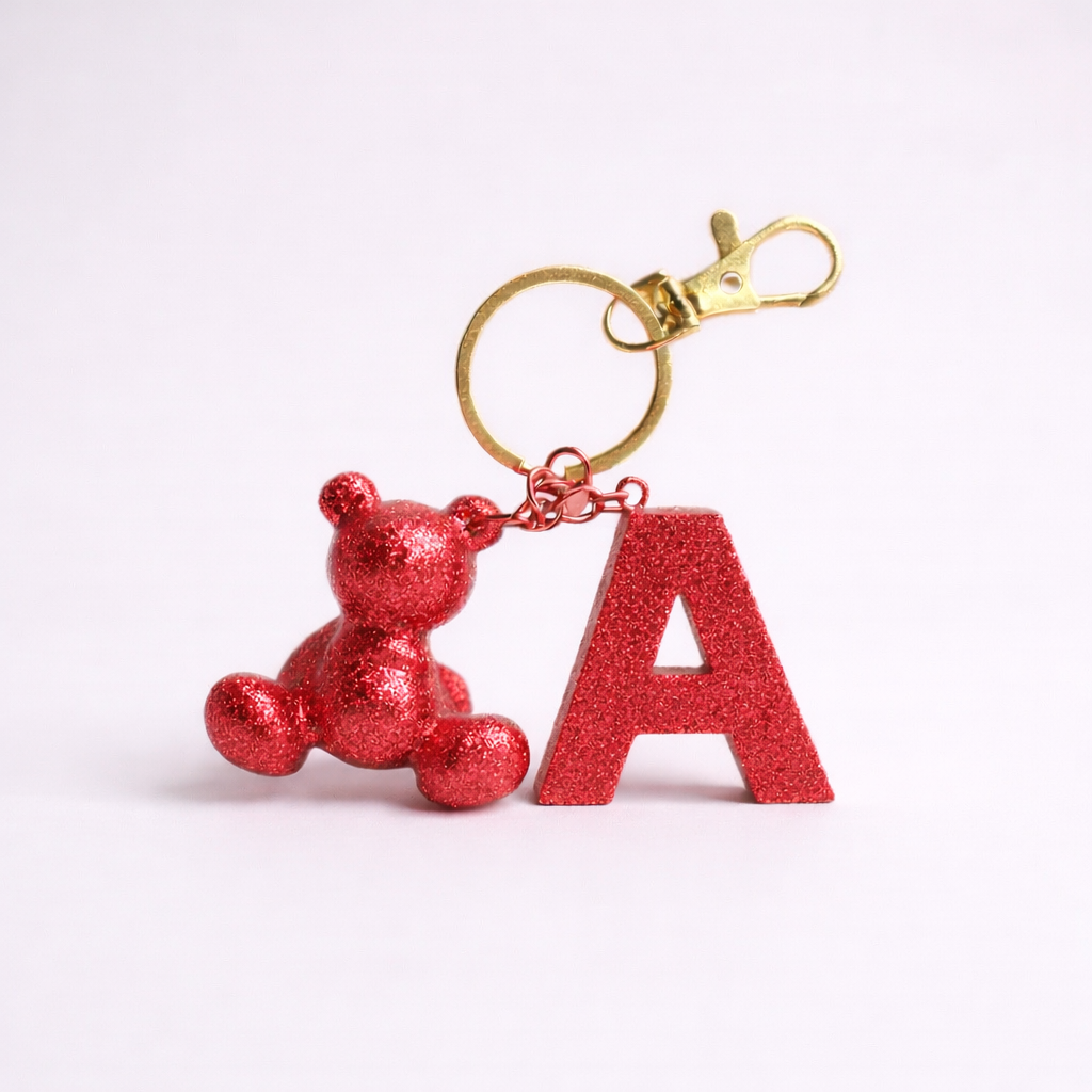 A Harfi El yapımı Reçine Ayıcık Anahtarlık