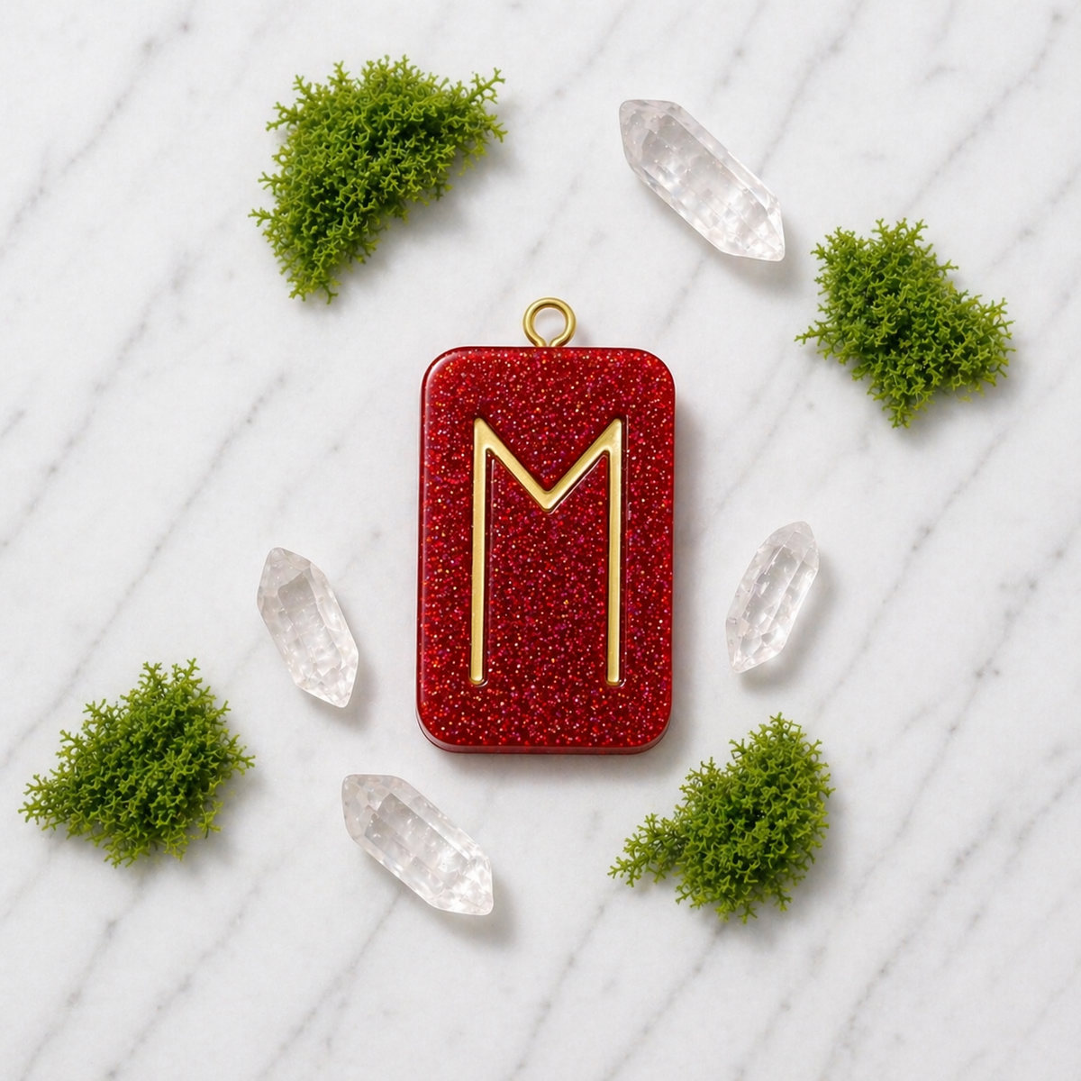 Eihwaz rune handmade resin pendant, product view 3