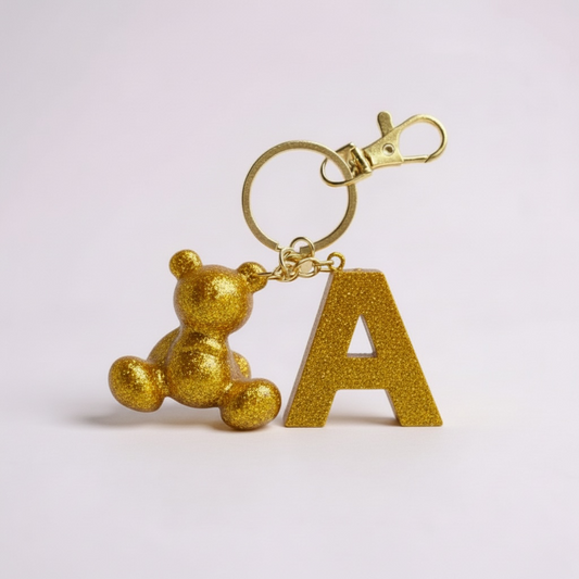 A Harfi El yapımı Reçine Ayıcık Anahtarlık