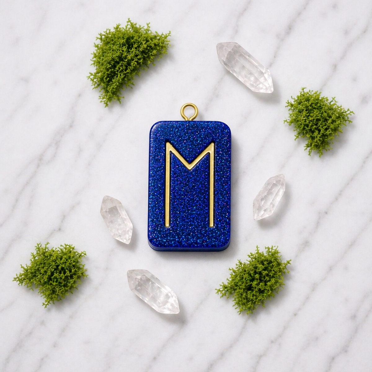 Eihwaz rune handmade resin pendant, product view 2