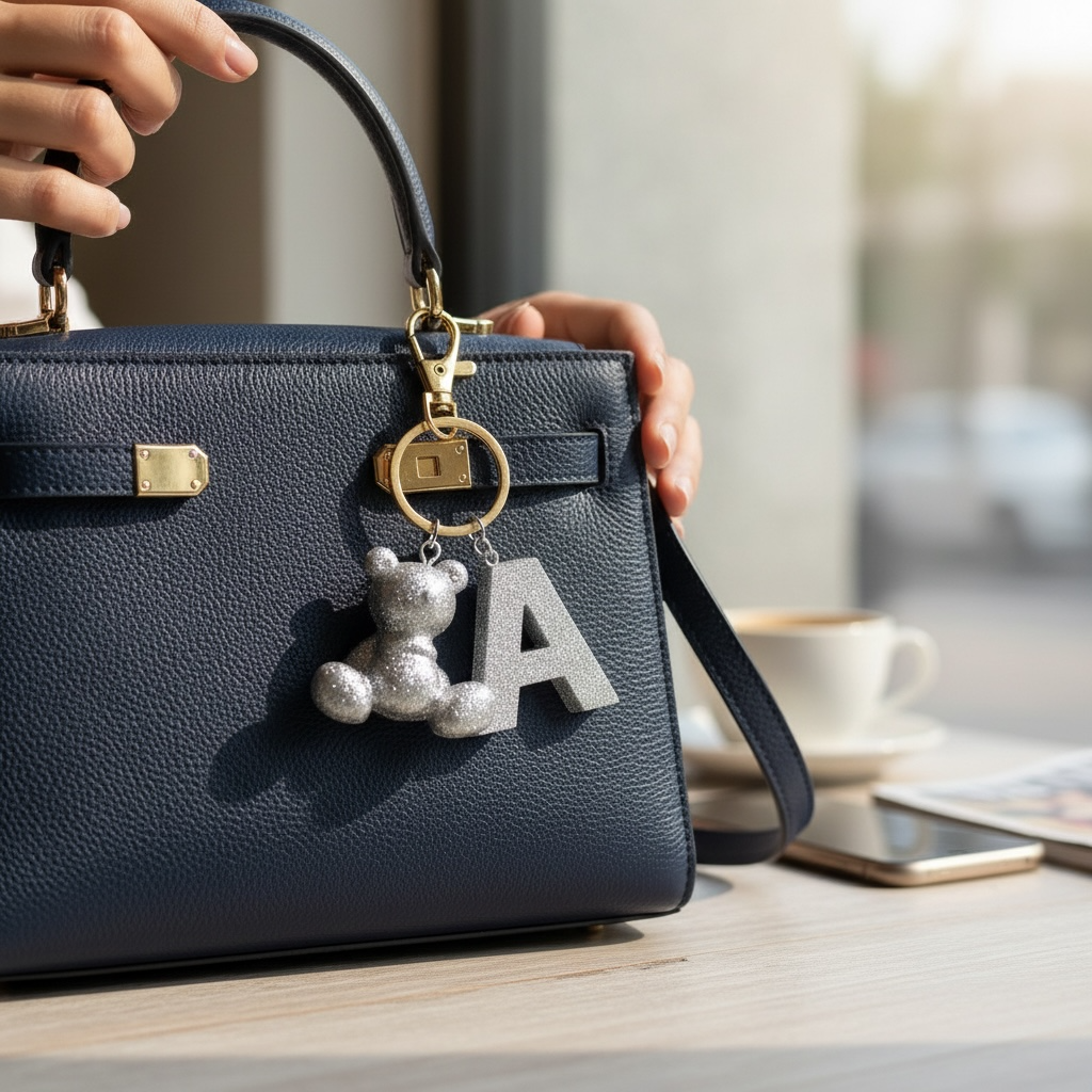 A Harfi El yapımı Reçine Ayıcık Anahtarlık