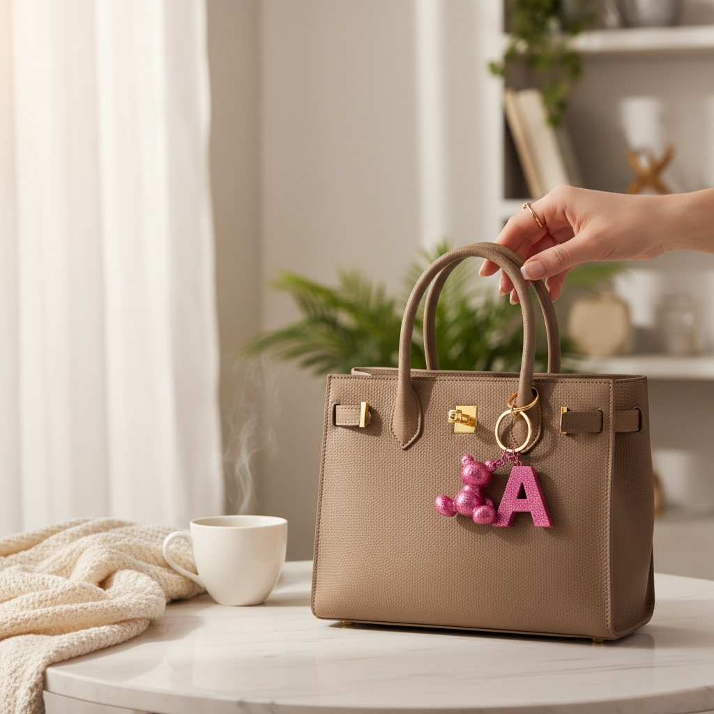 A Harfi El yapımı Reçine Ayıcık Anahtarlık