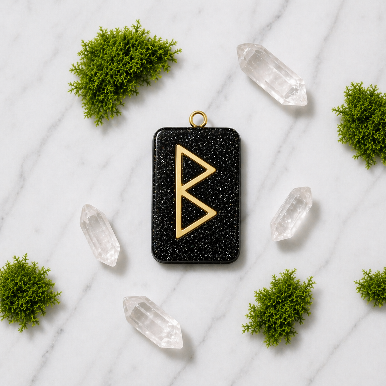 Berkano Rune El Yapımı Reçine Kolye Ucu