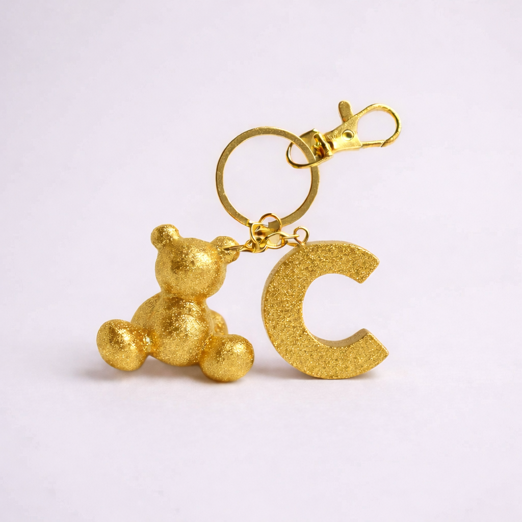 C Harfi Reçine Ayıcık Anahtarlık