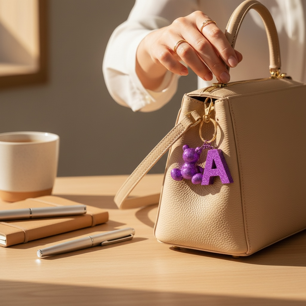 A Harfi El yapımı Reçine Ayıcık Anahtarlık