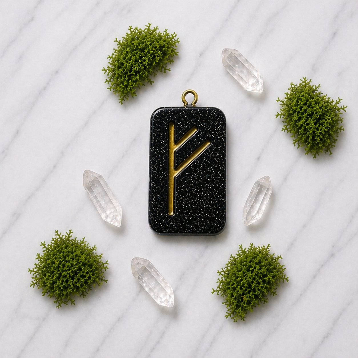 Fehu Rune El Yapımı Reçine Kolye Ucu