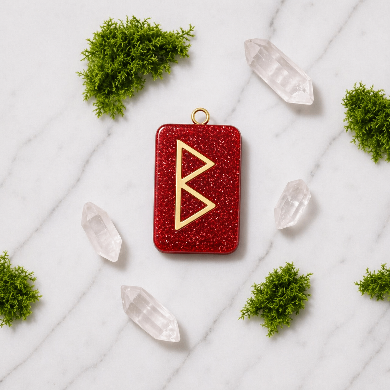 Berkano Rune El Yapımı Reçine Kolye Ucu