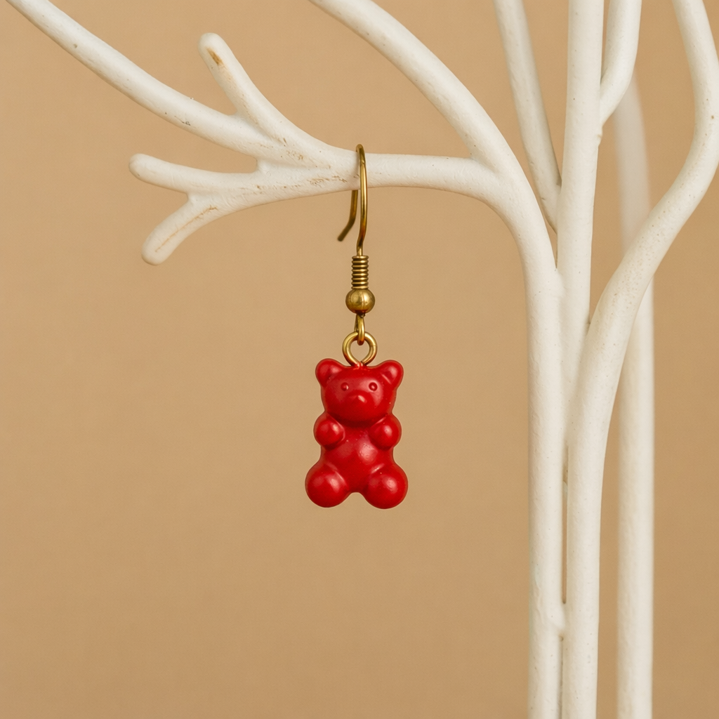Gummy Bear Jelibon Ayıcık Küpe - Reçine El Yapımı
