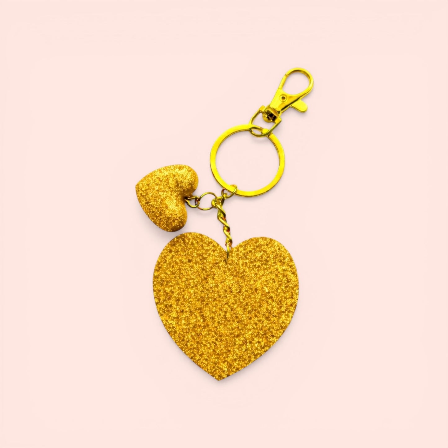 Çift Kalpli El Yapımı Epoksi Anahtarlık