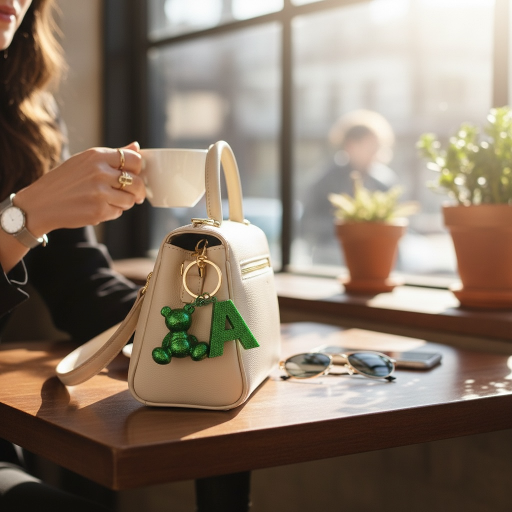 A Harfi El yapımı Reçine Ayıcık Anahtarlık