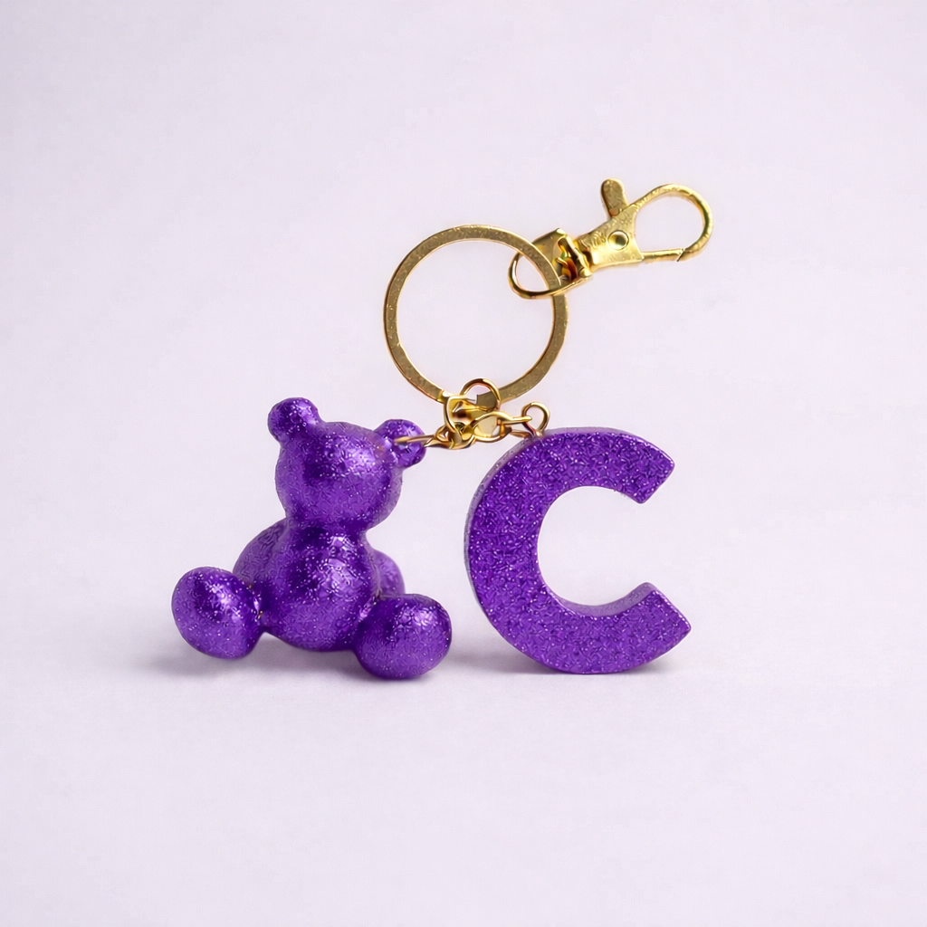 C Harfi Reçine Ayıcık Anahtarlık