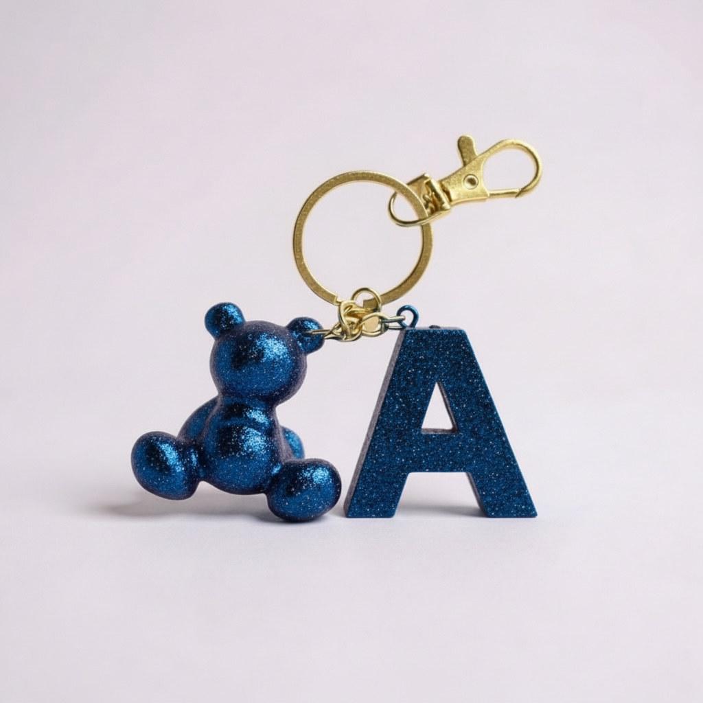 A Harfi El yapımı Reçine Ayıcık Anahtarlık