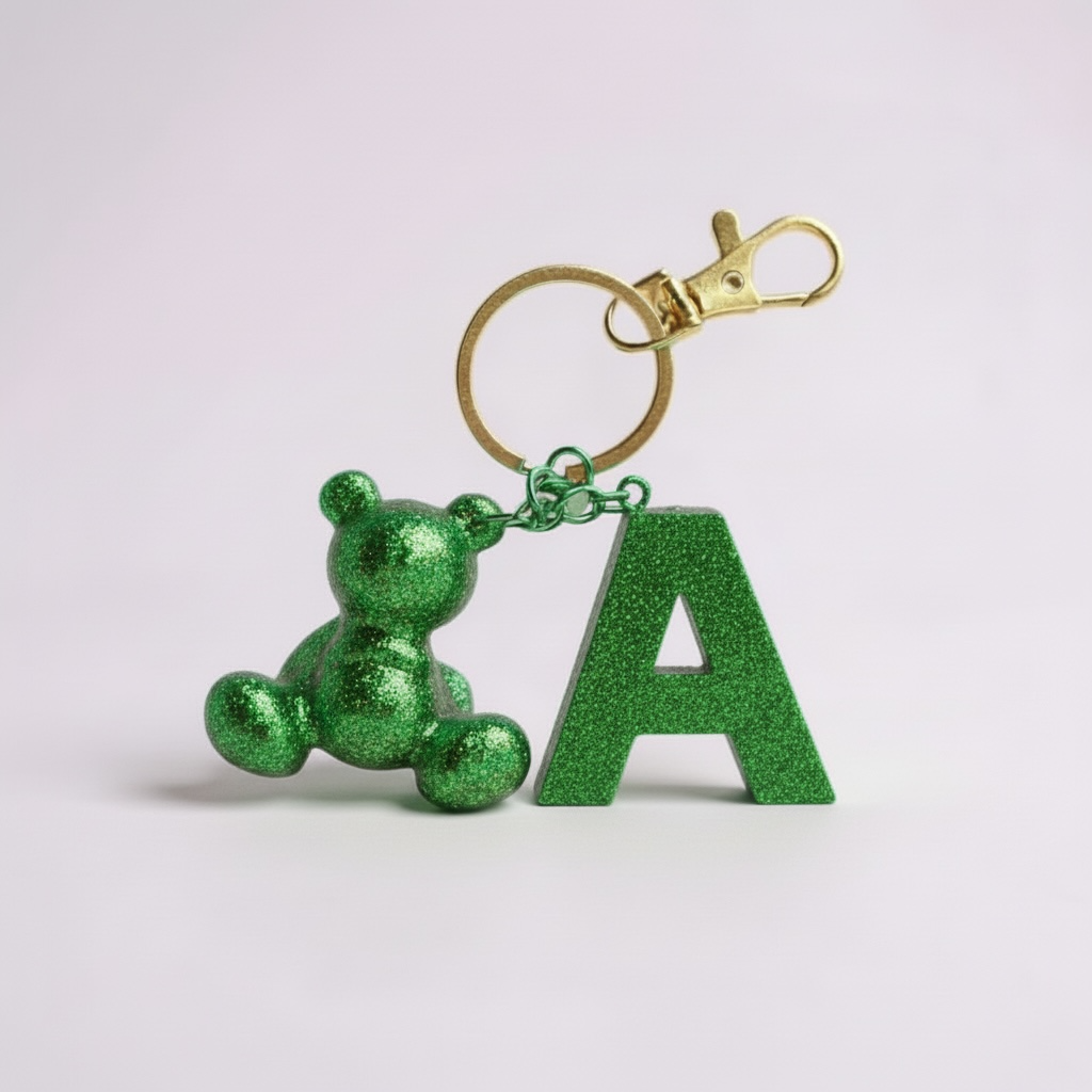 A Harfi El yapımı Reçine Ayıcık Anahtarlık