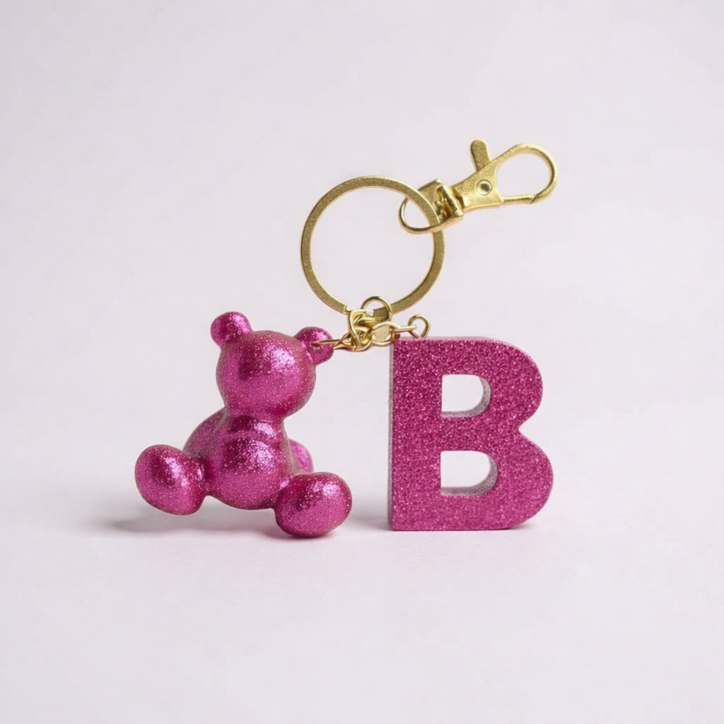 B Harfi Reçine Ayıcık Anahtarlık