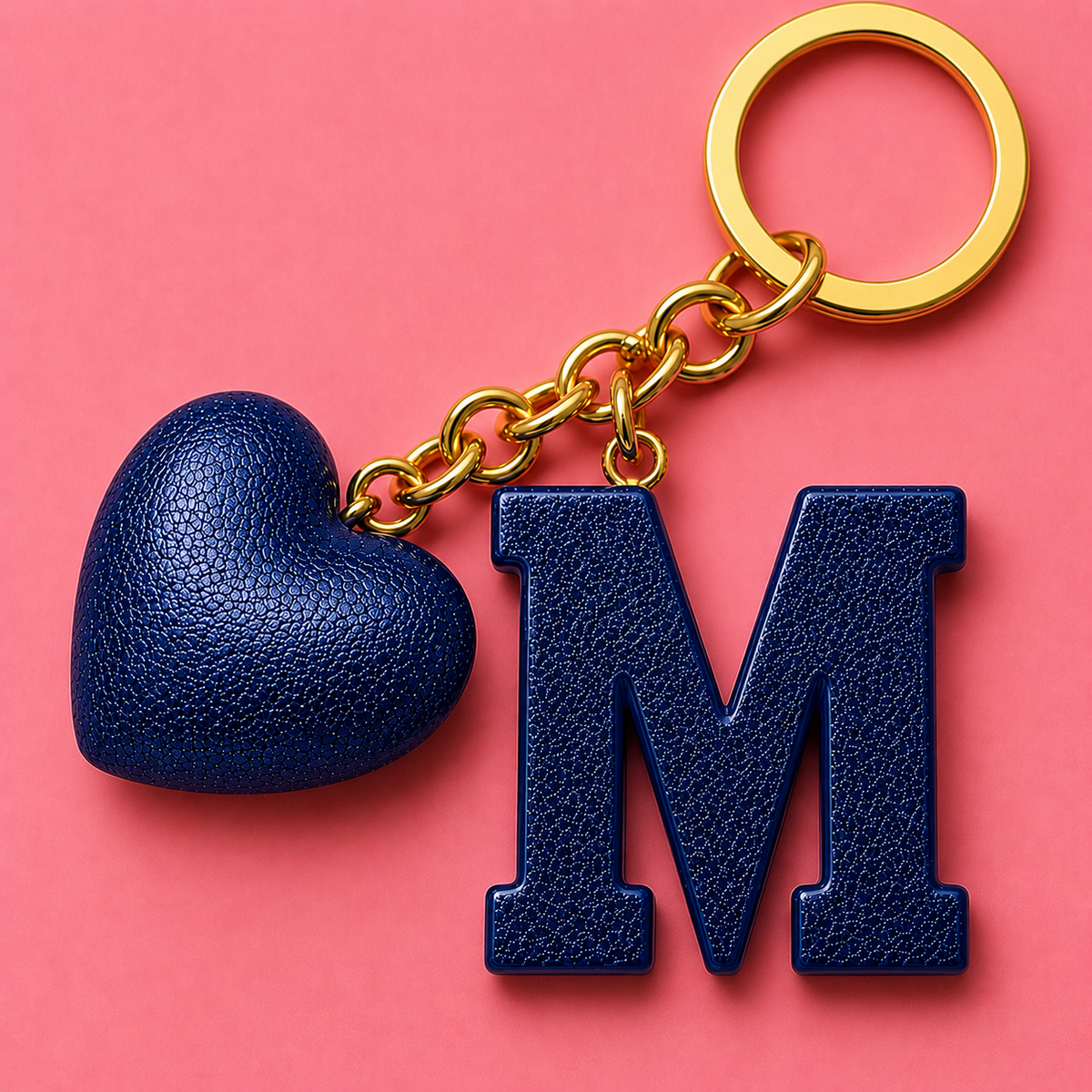 M letter handmade resin heart keychain, product view 5