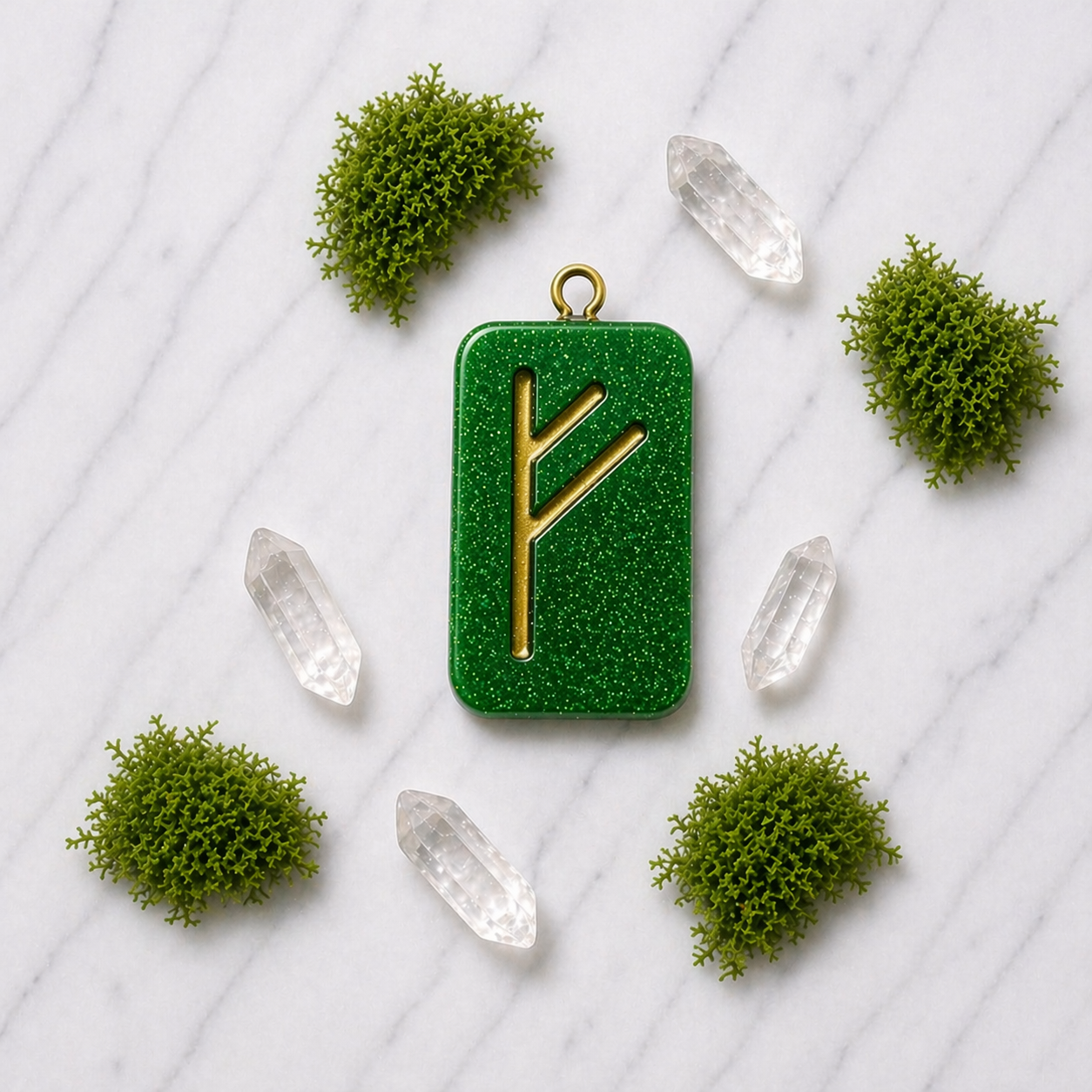 Fehu Rune El Yapımı Reçine Kolye Ucu