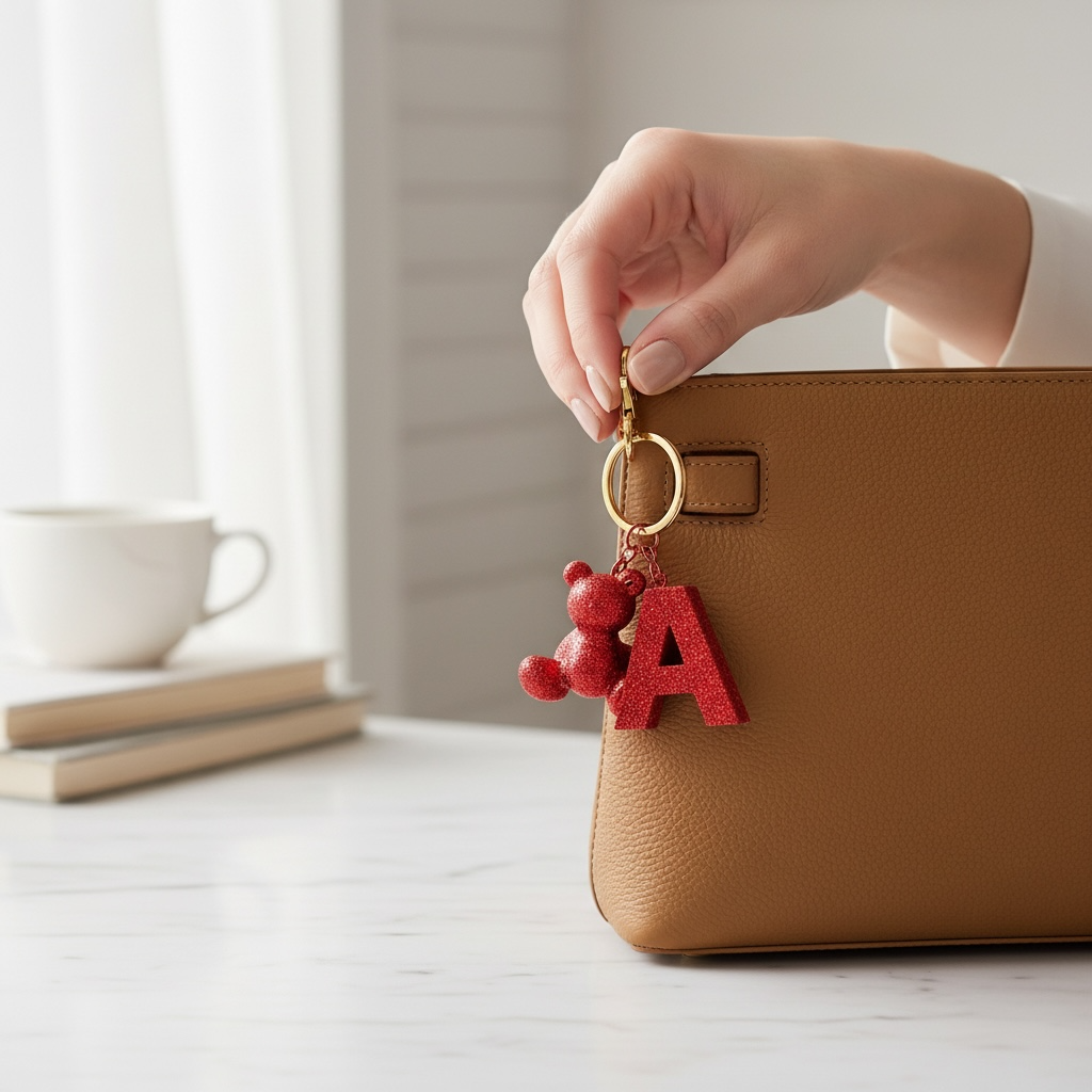 A Harfi El yapımı Reçine Ayıcık Anahtarlık