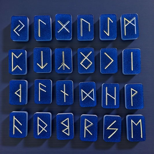 El Yapımı Epoksi Rune Taşları Seti - Viking Futhark Rünleri ve Kehanet Taşları