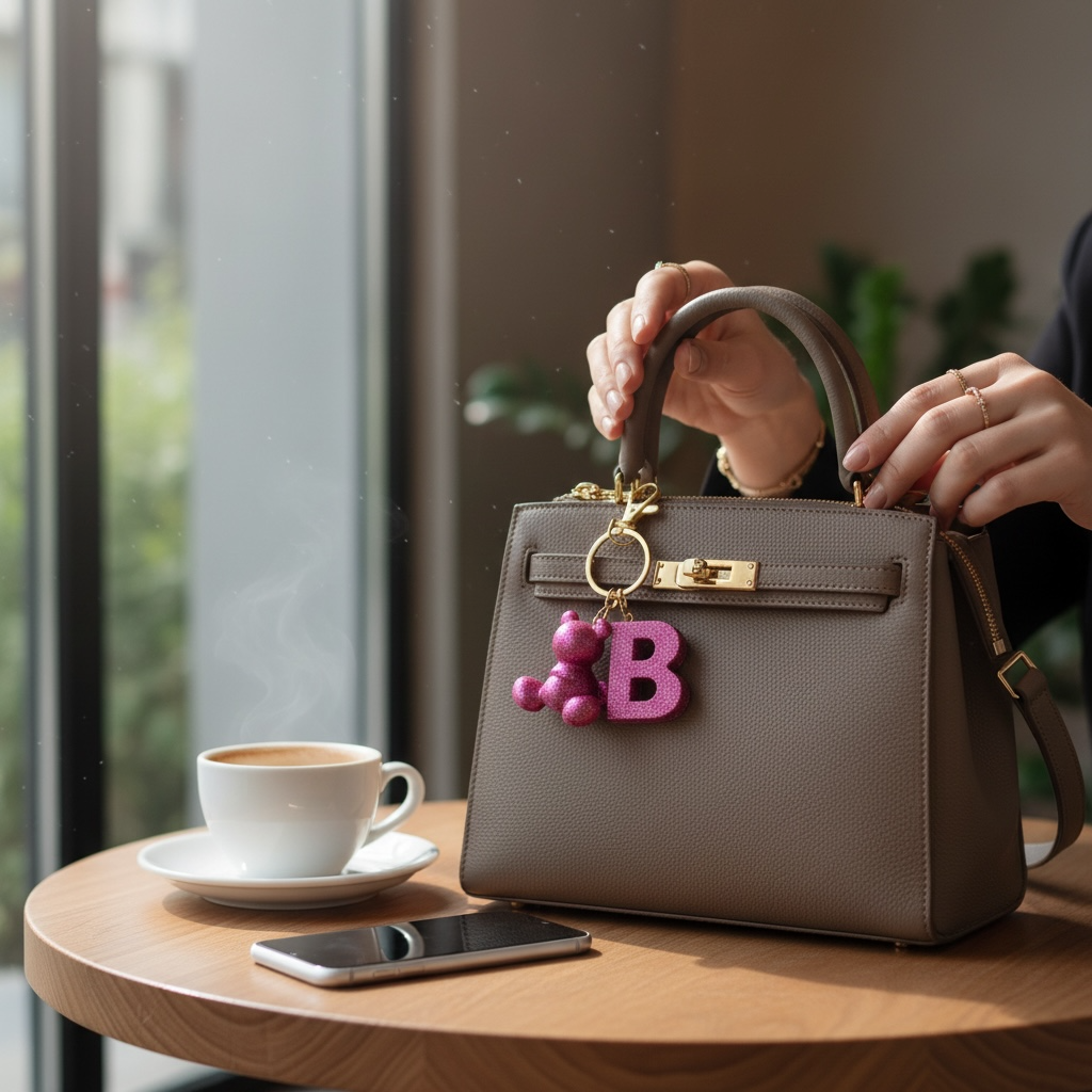 B Harfi Reçine Ayıcık Anahtarlık