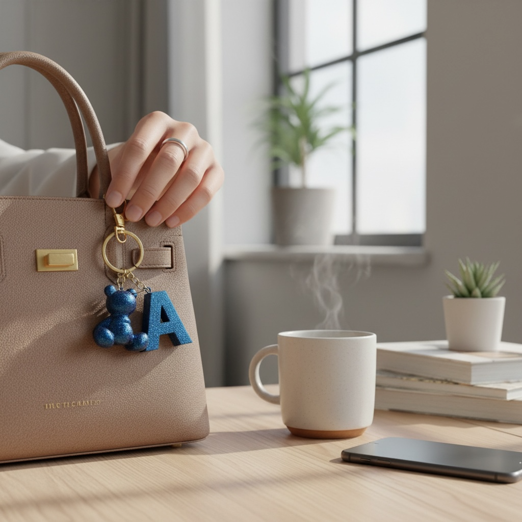 A Harfi El yapımı Reçine Ayıcık Anahtarlık