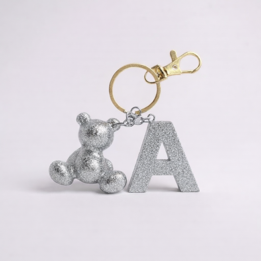 A Harfi El yapımı Reçine Ayıcık Anahtarlık