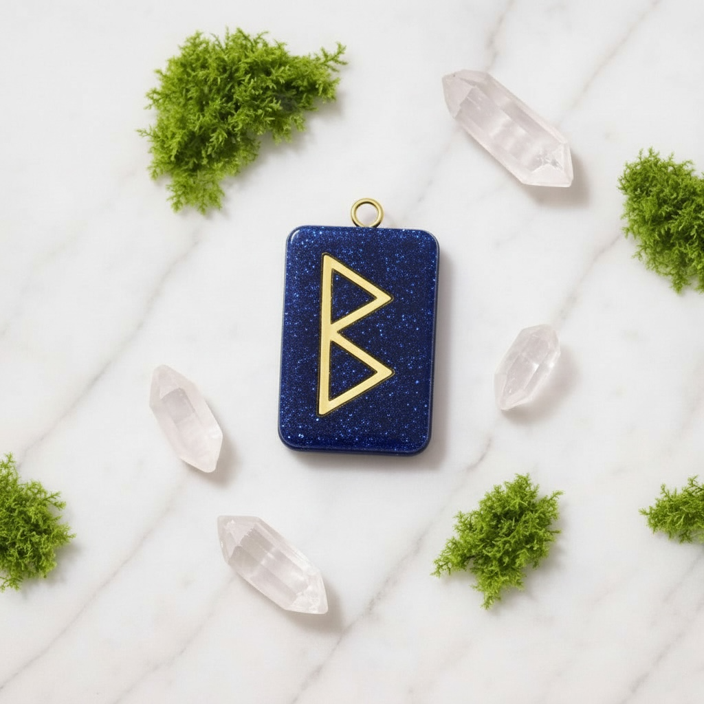 Berkano Rune El Yapımı Reçine Kolye Ucu