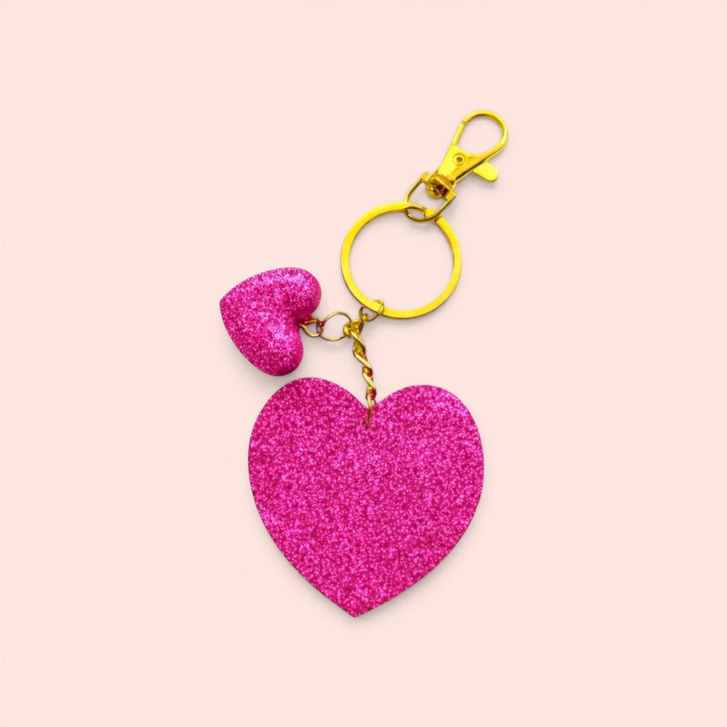 Çift Kalpli El Yapımı Epoksi Anahtarlık