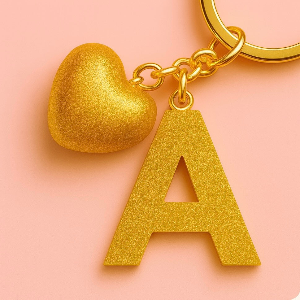 A Harfi El Yapımı Reçine Kalp Anahtarlık