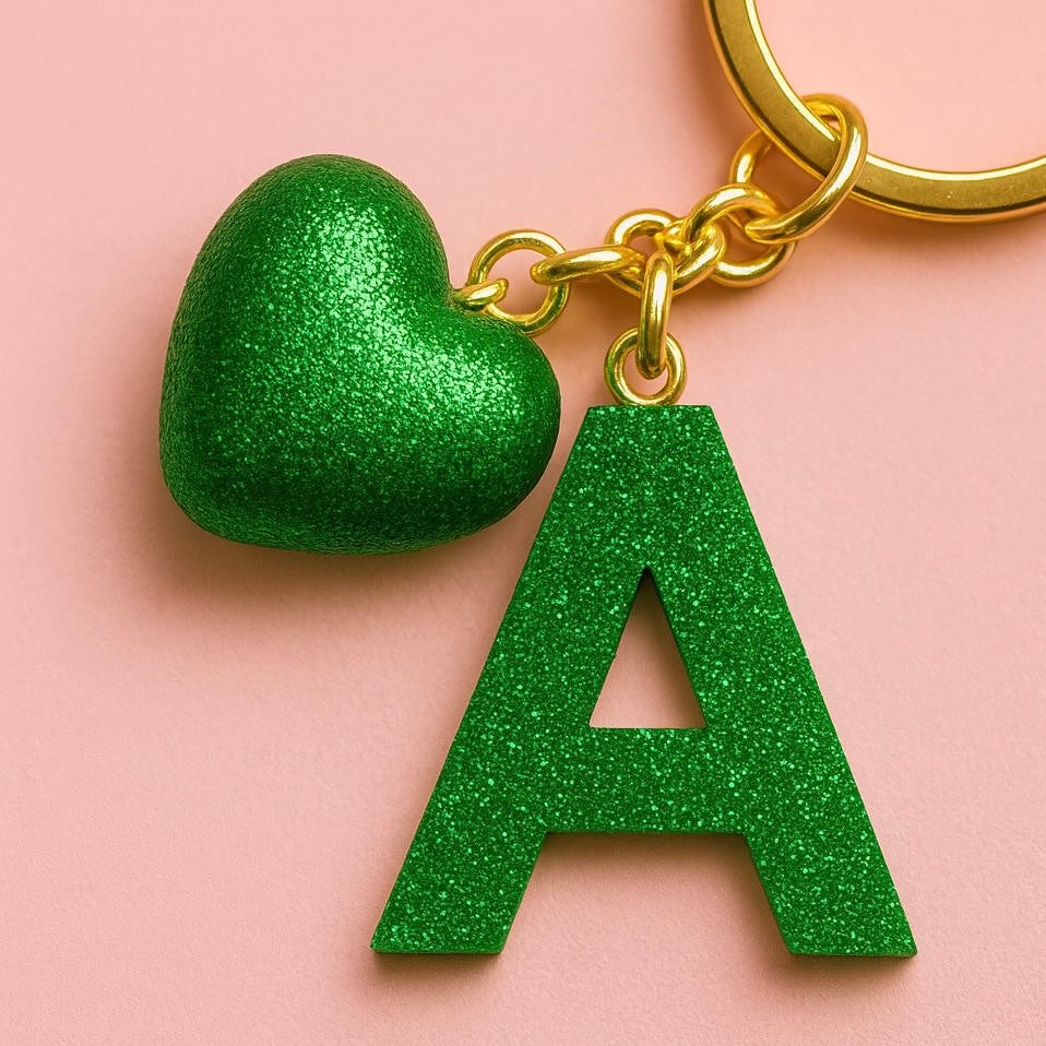 A Harfi El Yapımı Reçine Kalp Anahtarlık