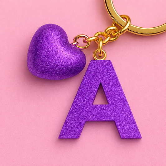 A Harfi El Yapımı Reçine Kalp Anahtarlık