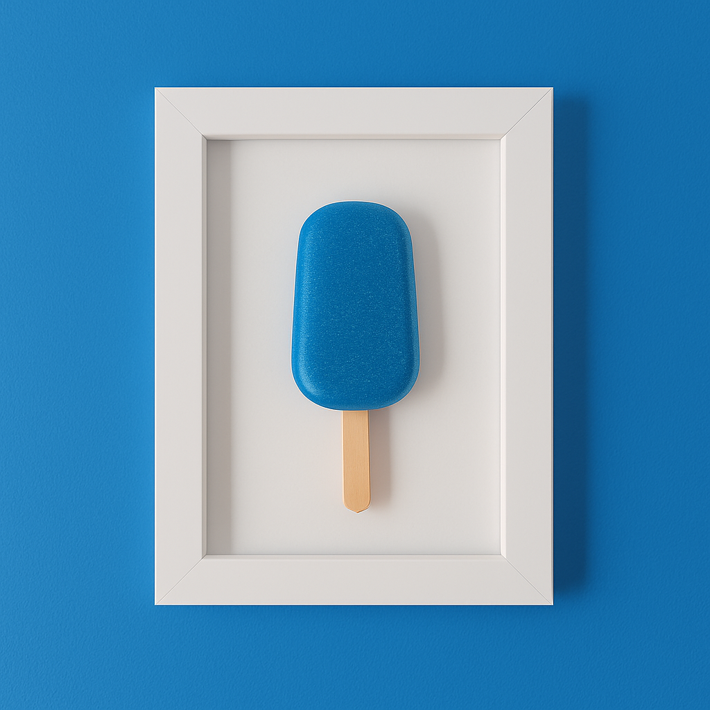 El Yapımı Mavi Dondurma Dekoratif Tablo - 10x15 cm