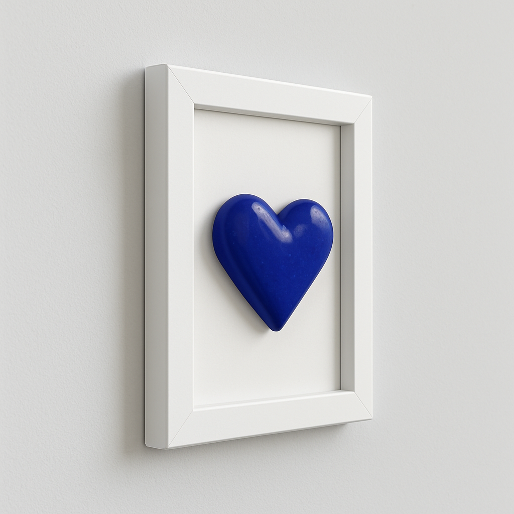 El Yapımı Reçine Kalp Figürlü Beyaz Çerçeve 10x15