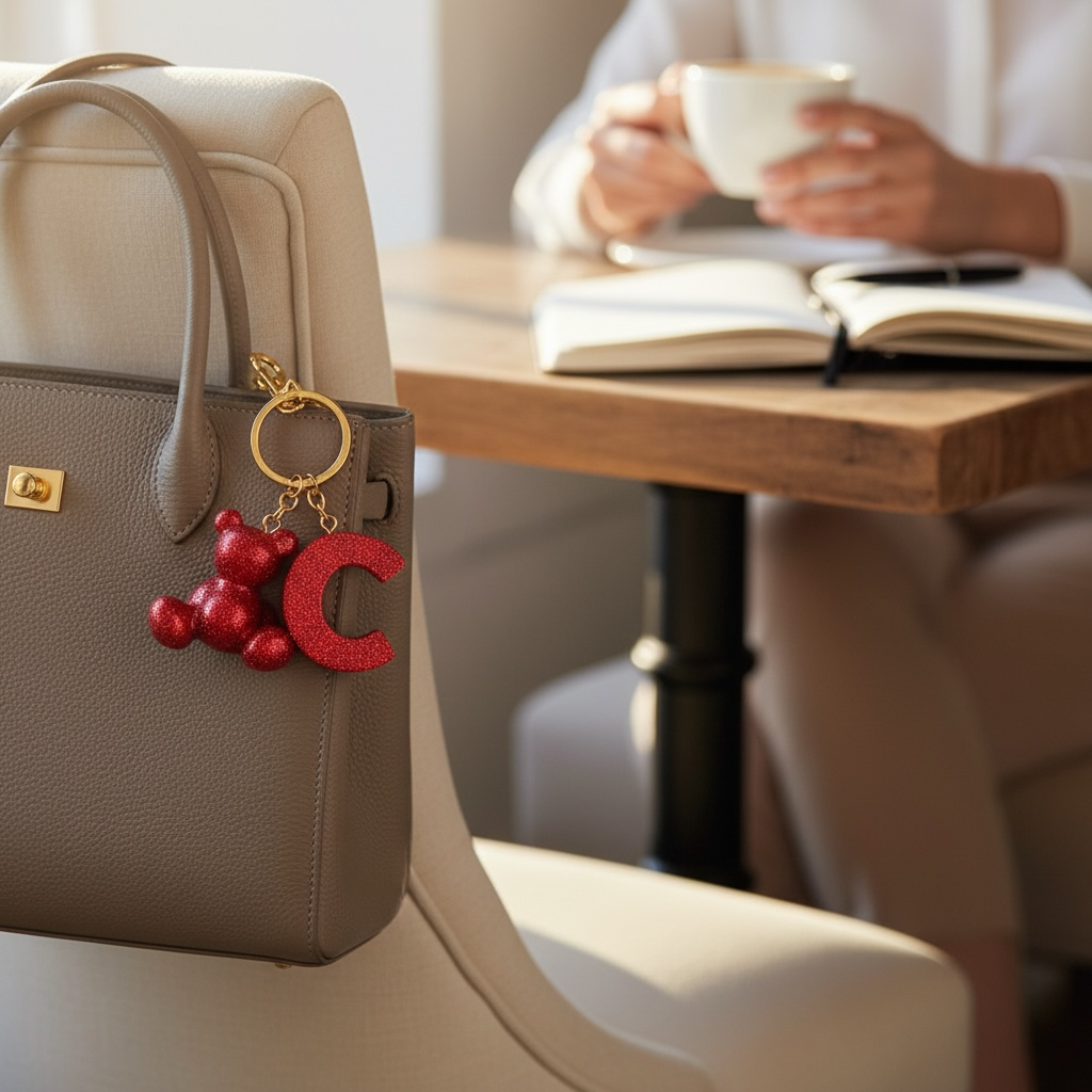 C Harfi Reçine Ayıcık Anahtarlık