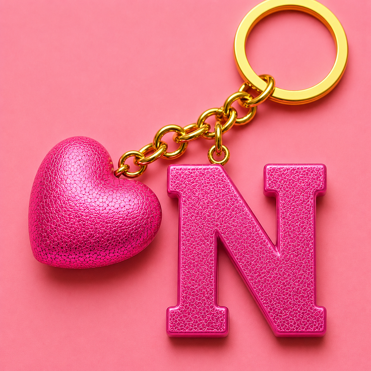 N letter handmade resin heart keychain, product view 7