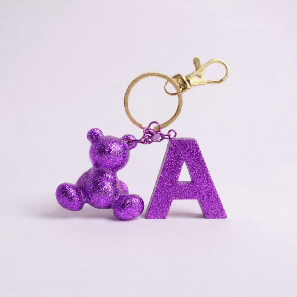 A Harfi El yapımı Reçine Ayıcık Anahtarlık