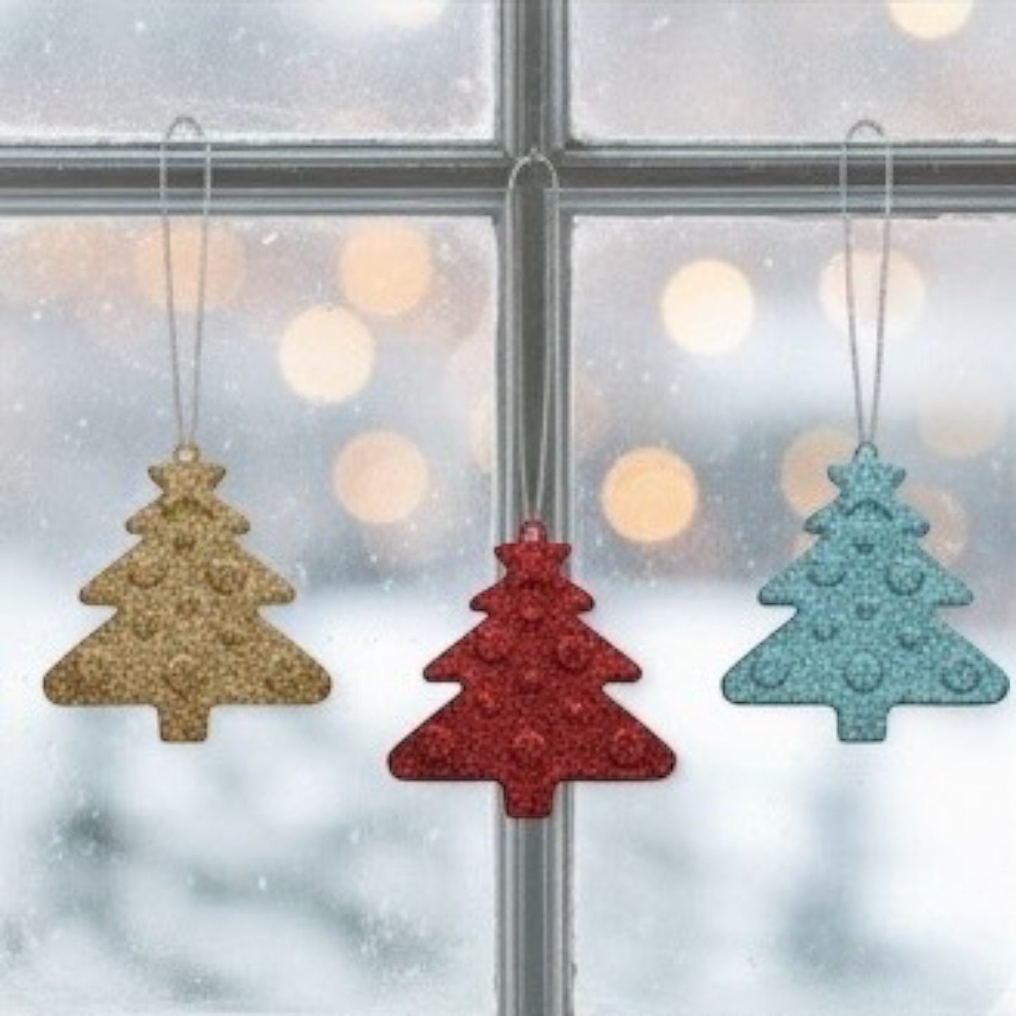 6 Adet Yılbaşı Ağacı Süsü 5.5 cm – Gümüş, Yeşil, Altın Sarısı ve Kırmızı – El Yapımı