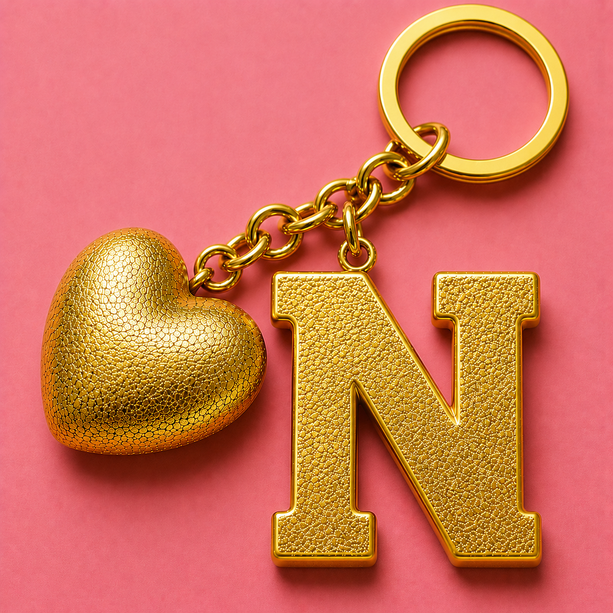 N letter handmade resin heart keychain, product view 2