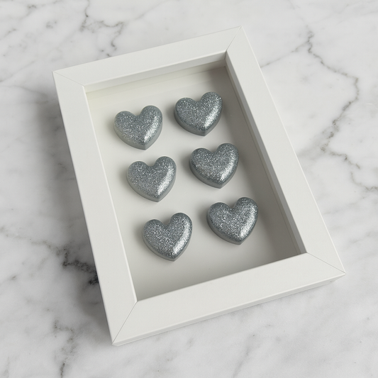 El Yapımı Gümüş Simli Kalp Dekoratif Tablo - 10x15 cm - Şık Duvar Dekoru